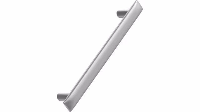 Griff FLOW Zink - Edelstahloptik - 196 mm lang vor weißem Hintergrund