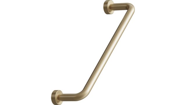 Griff LOUNGE Messing - Gebürstet Messing - 142 mm lang  vor weißem Hintergrund