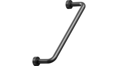 Griff LOUNGE Stahl - Schwarz matt - 142 mm lang vor weißem Hintergrund