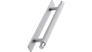 Griff MANOR-Back Zink - Edelstahloptik - 190 mm lang vor weißem Hintergrund