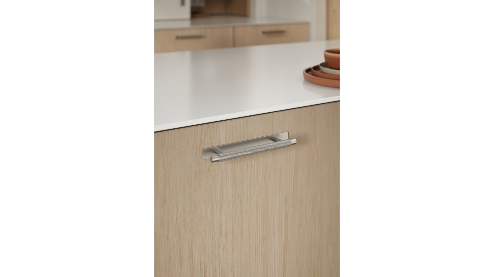 Griff MANOR-Back Zink - Edelstahloptik - 190 mm lang  vor weißem Hintergrund