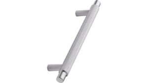 Griff MANOR Zink - Edelstahloptik - 182 mm lang vor weißem Hintergrund