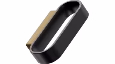 Griff RACE Eiche FSC 100%-Zink - Lackiert/Schwarz matt - 64 mm lang vor weißem Hintergrund