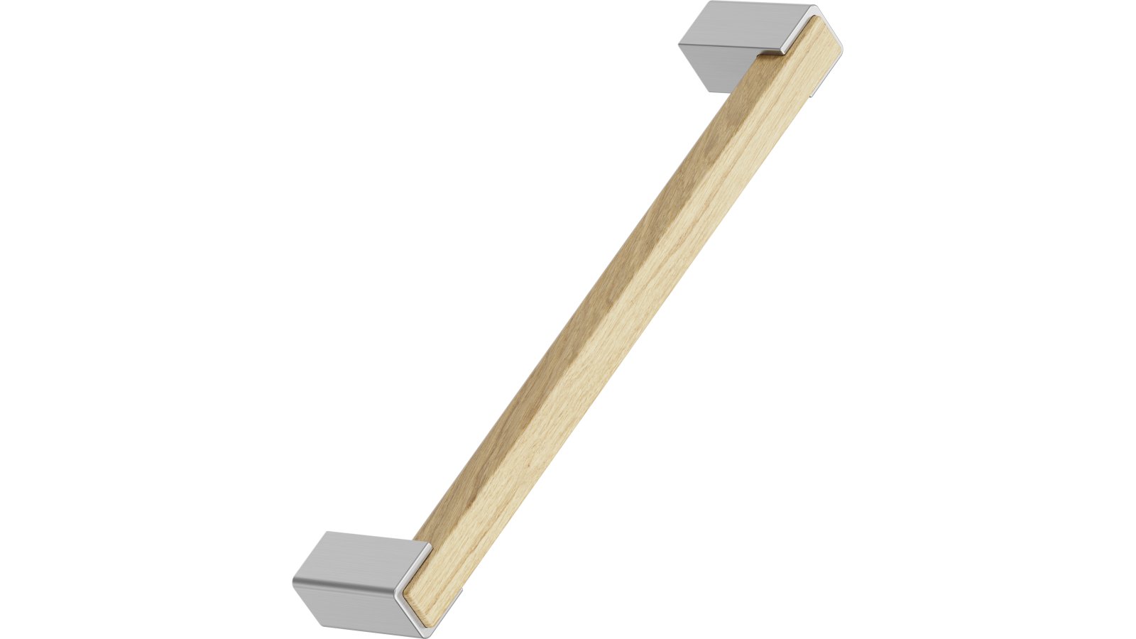 Griff SEGMENT Eiche-Zink - Lackiert/Edelstahloptik - 175 mm lang  vor weißem Hintergrund