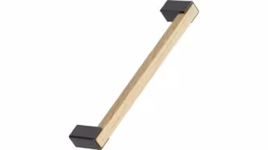 Griff SEGMENT Eiche FSC 100%-Zink - Lackiert/Schwarz matt - 175 mm lang vor weißem Hintergrund