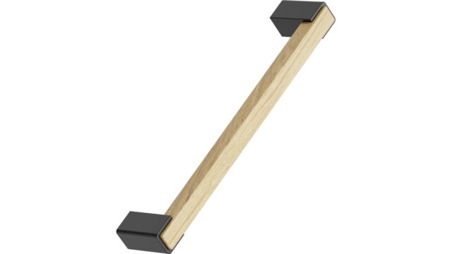 Griff SEGMENT Eiche FSC 100%-Zink - Lackiert/Schwarz matt - 175 mm lang  vor weißem Hintergrund