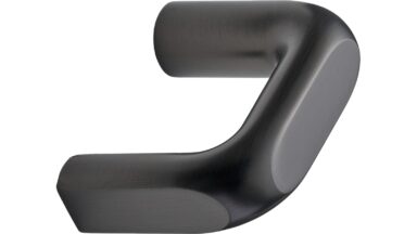 Griff UNIFY Zink - Gun-metal - 42 mm lang vor weißem Hintergrund