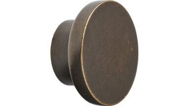 Knopf CIRCLE Zink - Braun antik - 50 mm lang vor weißem Hintergrund