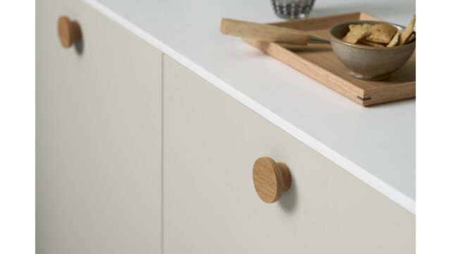 Knopf CIRCLE Eiche FSC 100% - Lackiert - 50 mm lang  vor weißem Hintergrund