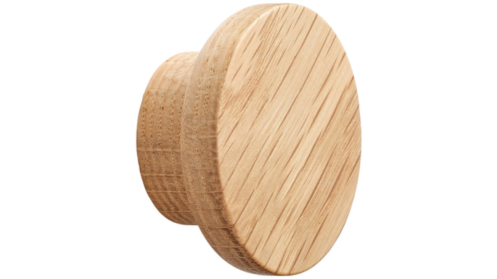 Moebelknopf-CIRCLE-eiche-Holz-laenge-50-FP-001304 Knopf CIRCLE Eiche FSC 100% - Lackiert - 50 mm lang vor weißem Hintergrund