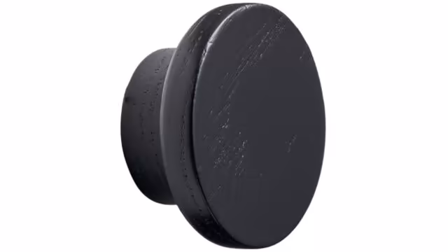Knopf CIRCLE Eiche FSC 100% - Schwarz gebeizt - 50 mm lang vor weißem Hintergrund