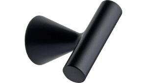 Knopf DELTA-KNOB Zink - Schwarz matt - 44 mm lang  vor weißem Hintergrund