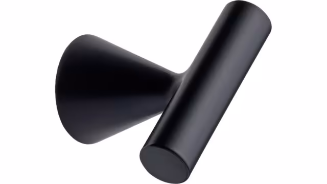 Knopf DELTA-KNOB Zink - Schwarz matt - 44 mm lang vor weißem Hintergrund