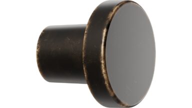 Knopf DOT Zink - Braun antik - 30 mm lang vor weißem Hintergrund