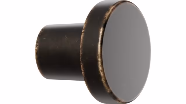 Knopf DOT Zink - Braun antik - 30 mm lang vor weißem Hintergrund