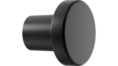 Knopf DOT Zink - Schwarz matt - 30 mm lang vor weißem Hintergrund