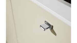 Knopf HERITAGE-KNOB Zink - Glanz Nickel - 36 mm lang  vor weißem Hintergrund