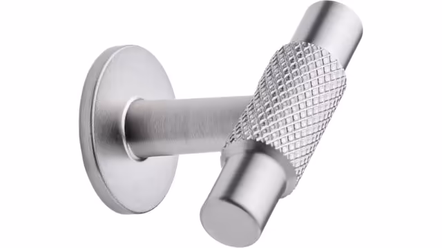 Knopf MANOR-T Zink - Edelstahloptik - 54 mm lang vor weißem Hintergrund