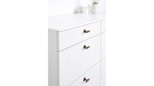 Knopf MANOR-T Zink - Messing antik - 54 mm lang  vor weißem Hintergrund