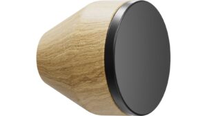 Knopf MELURA Eiche FSC 100%-Stahl - Lackiert/Mattschwarz - 30 mm lang  vor weißem Hintergrund