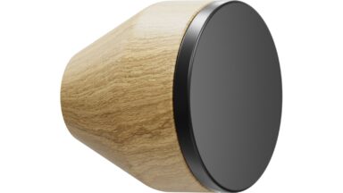 Knopf MELURA Eiche FSC 100%-Stahl - Lackiert/Mattschwarz - 30 mm lang vor weißem Hintergrund