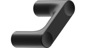 Knopf PUNTO Zink - Schwarz matt - 44 mm lang  vor weißem Hintergrund