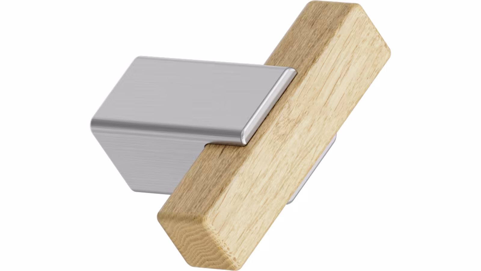 Moebelknopf-SEGMENT-KNOB-edelstahlfarbig-eiche-Edelstahl-Stahl-Holz-Zinkdruckguss-laenge-44-FP-001606 Knopf SEGMENT-KNOB Eiche-Zink - Lackiert/Edelstahloptik - 44 mm lang vor weißem Hintergrund