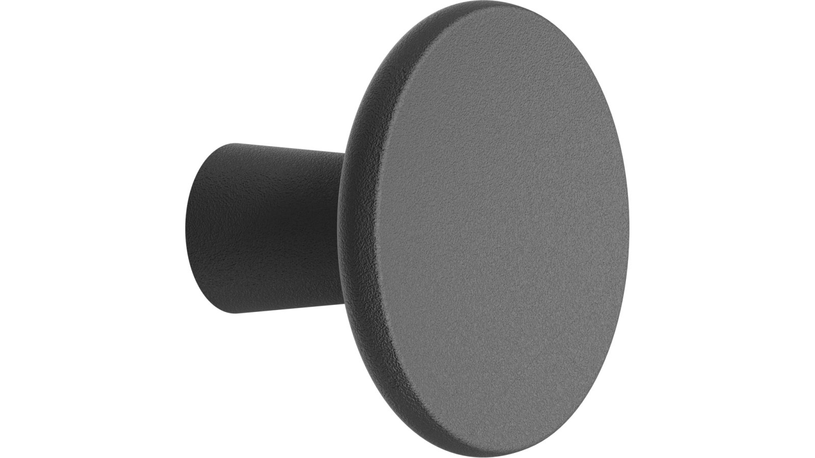 Knopf TERRA-KNOB Gusseisen - Mattschwarz - 37 mm lang  vor weißem Hintergrund