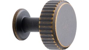 Knopf VILLA-ROUND Zink - Braun antik - 30 mm lang  vor weißem Hintergrund