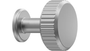 Knopf VILLA-ROUND Zink - Edelstahloptik - 30 mm lang  vor weißem Hintergrund