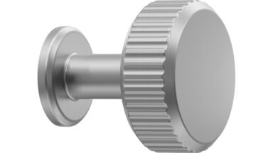 Knopf VILLA-ROUND Zink - Edelstahloptik - 30 mm lang vor weißem Hintergrund