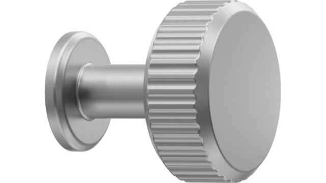 Knopf VILLA-ROUND Zink - Edelstahloptik - 30 mm lang vor weißem Hintergrund