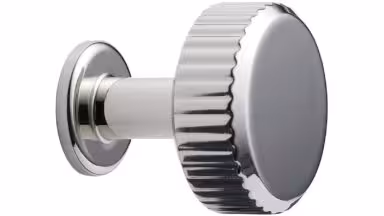 Knopf VILLA-ROUND Zink - Glanz Nickel - 30 mm lang  vor weißem Hintergrund