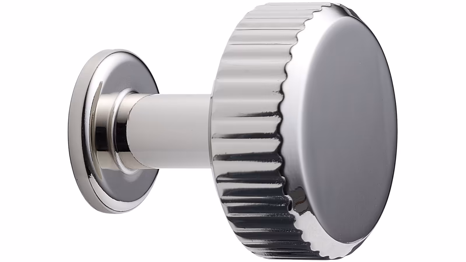 Moebelknopf-VILLA-ROUND-nickel-Zinkdruckguss-laenge-30-FP-000929 Knopf VILLA-ROUND Zink - Glanz Nickel - 30 mm lang vor weißem Hintergrund