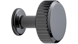 Knopf VILLA-ROUND Zink - Schwarz Nickel - 30 mm lang vor weißem Hintergrund