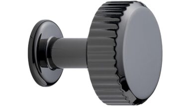 Knopf VILLA-ROUND Zink - Schwarz Nickel - 30 mm lang  vor weißem Hintergrund
