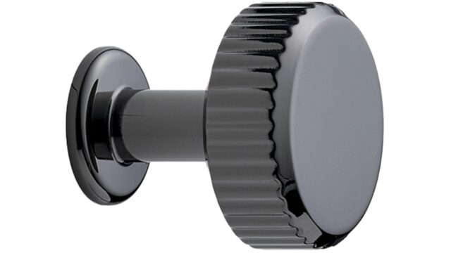 Knopf VILLA-ROUND Zink - Schwarz Nickel - 30 mm lang  vor weißem Hintergrund