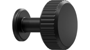 Knopf VILLA-ROUND Zink - Schwarz matt - 30 mm lang  vor weißem Hintergrund