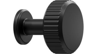 Knopf VILLA-ROUND Zink - Schwarz matt - 30 mm lang vor weißem Hintergrund