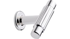 Knopf VILLA-T Zink - Glanz Nickel - 50 mm lang vor weißem Hintergrund