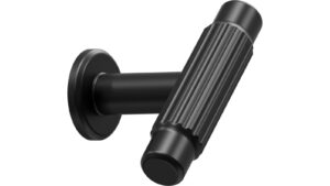 Knopf VILLA-T Zink - Schwarz matt - 50 mm lang vor weißem Hintergrund