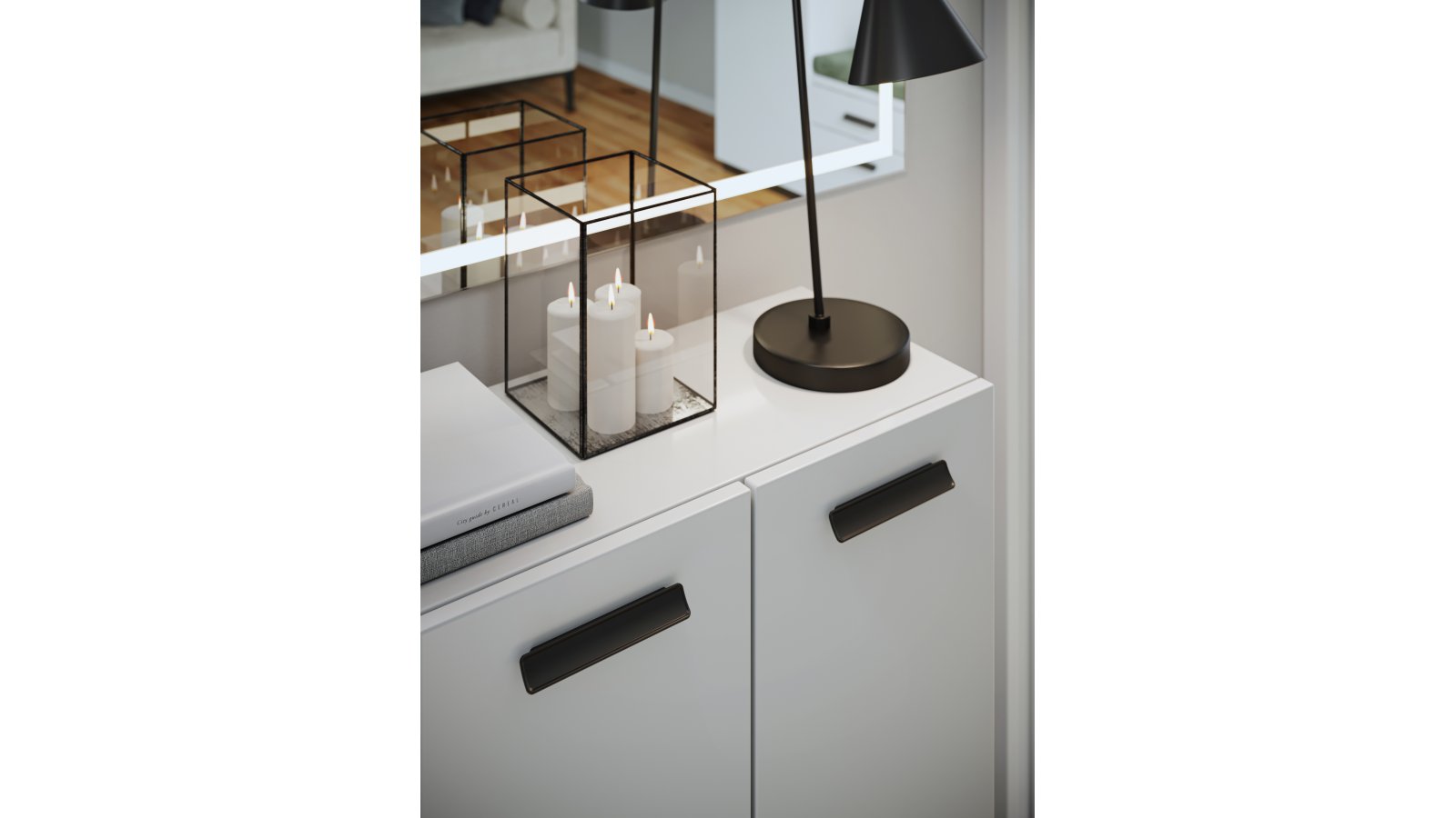 Griffleiste Eichenzell Druckguss schwarz matt pulverbeschichtet - 162 mm lang  vor weißem Hintergrund