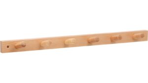 Hakenleiste Pfarrkirchen Holz kiefer natur lackiert - 420 mm lang  vor weißem Hintergrund