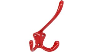 Haken Gaggenau Druckguss rubinrot pulverbeschichtet - 108 mm lang  vor weißem Hintergrund
