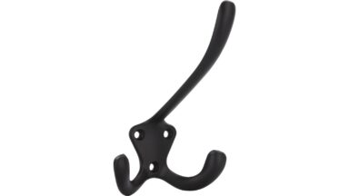 Haken Gaggenau Druckguss schwarz matt pulverbeschichtet - 108 mm lang vor weißem Hintergrund