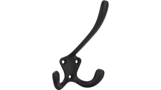 Haken Gaggenau Druckguss schwarz matt pulverbeschichtet - 108 mm lang  vor weißem Hintergrund