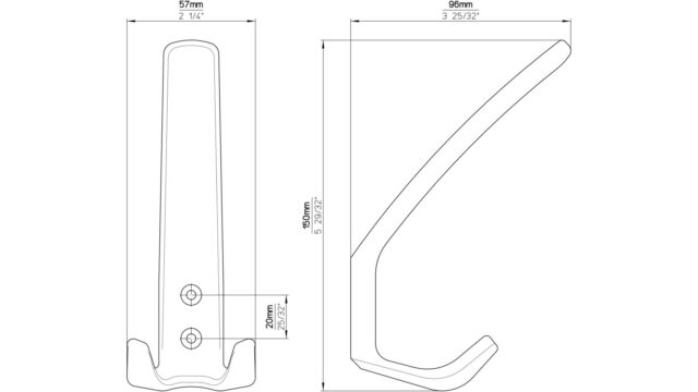 Haken Kiel Kunststoff braun - 150 mm lang  vor weißem Hintergrund