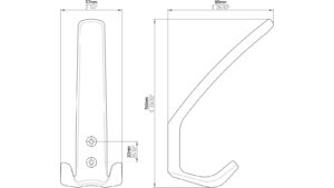 Haken Kiel Kunststoff schwarz-braun - 150 mm lang  vor weißem Hintergrund