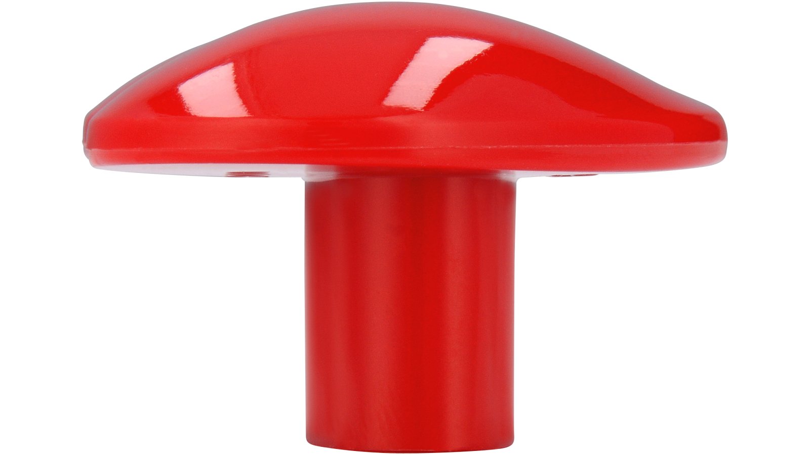 Griff Zweibrücken Kunststoff feuerrot - 36 mm lang  vor weißem Hintergrund