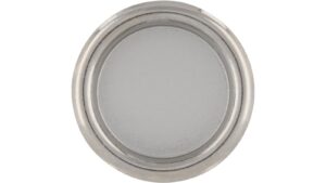 Muschel Langen Stahl alufarbig pulverbeschichtet nickel glänzend - 26 mm lang  vor weißem Hintergrund